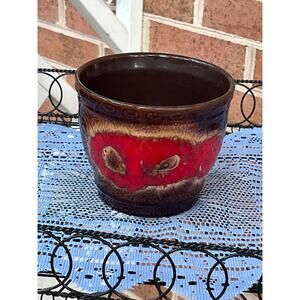 Vintage Scheurich Keramik Fat Lava Pottery Planter Germany 887-12 Red Brown RARE